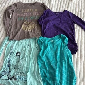Lot of 4 girls 12 long sleeve t-shirts Justice Peek graphic tees